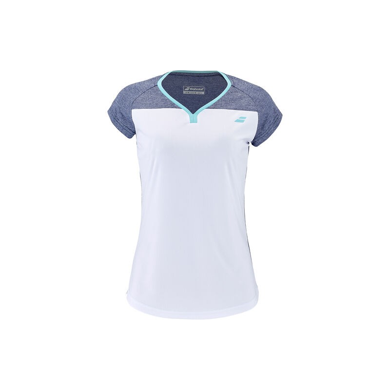 Camiseta Babolat Play Cap Sleeve Junior Blanco/Azul